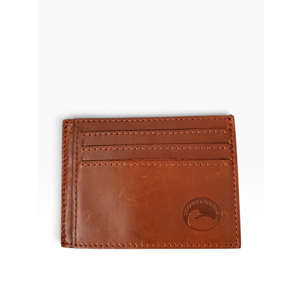 DOONEY & BOURKE Florentine Leather Card Case Wallet ID Window Cognac Tan